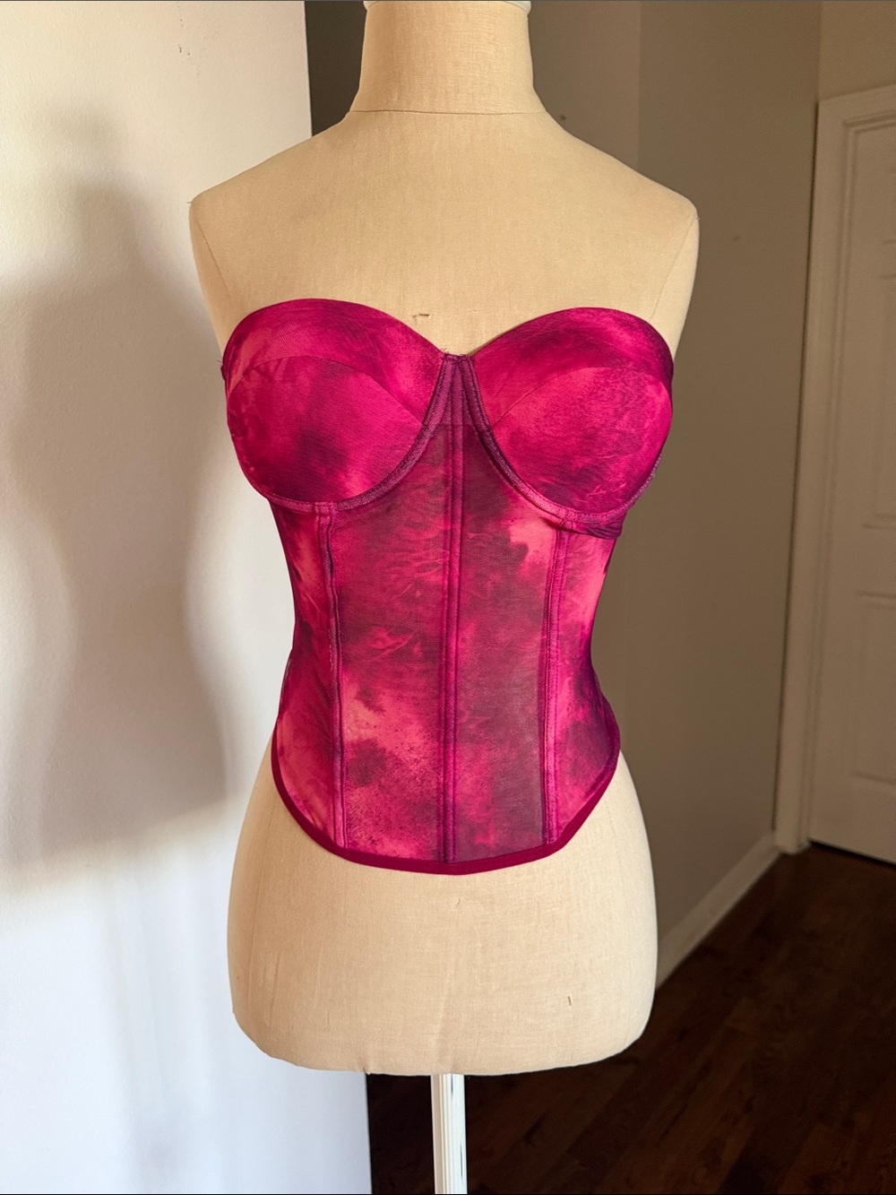 Strapless Bustier Corset Top in Fuchsia Pink